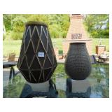 DECORATOR VASE 1 GLASS 1 POTTERY - 15" H - 10" H