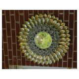 ROSE MOTIF OUTDOOR MIRROR 30" DIAM. SILVER/GOLD