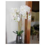 SILK ORCHID IN BROWN CRACKLE VASE 28" H