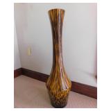 GLASS AMBER AND BROWN VASE 32" H