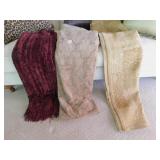 THREE ASSORTED SOFT BLANKETS CAMEL AND BURGUNDY