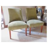 CHAIRS LEAF PATTERN ON BACK OLIVE CHENILLE 24" W