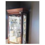 CORNER CURIO, LIGHTED WITH 4 GLASS SHELVES
