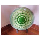 DECORATOR GREEN PLATE ON IRON STAND 20 1/2" D