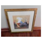 FRAMED PRINT CRACKLE FINISH, MATTED, CONTEMPORARY