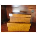 PAIR OF LEATHER FINISH BOXES 11" W X 7" D X 9" H