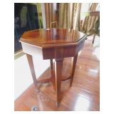 OCTAGON END TABLE INLAY TOP WITH PULLOUT TRAY 16"