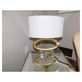 MODERN ACRYLIC BASE LAMP, METAL CENTER 18" H PAID