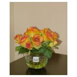 SILK ROSES IN VASE- 8" H