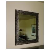 PAIR OPEN DESIGN GREEN VASES AND ARTIFICAL PLANT