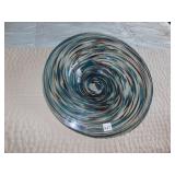 ART GLASS DISH 18" D X 4" H GREAT COLORS