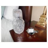 BEDSIDE WATER JAR AND GLASS TURTLE