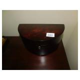 DECORATIVE 1/2 ROUND WOODEN BOX 11" X 5 1/2" X 5