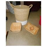 RATHAN AND WICKER BASKETS AND HAMPER