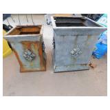 TWO METAL PLANTERS SOME RUST