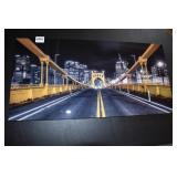 PITTSBURGH NIGHT SCENE 24" X 12" ON METAL PLATE