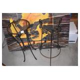 METAL PLANT STAND AND GLASS TOP TABLE 30" ROUND