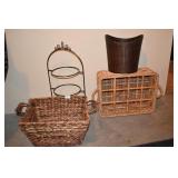 PICNIC BASKET, SILVERWARE SET, BLANKET, PLATES ,