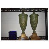 WILDWOOD INDIA METAL URNS WITH RAISED SCENE ON