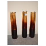 AMBER/BROWN CANDLE HOLDERS 18" H W/ PULLOUT CANDLE