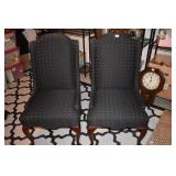 SIDE CHAIRS UPHL. BLUE W/ SMALL DESIGN 42" H X 21"