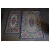 TWO HOOKED RUGS FLOWER DESIGN