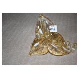 BLOWN GLASS FLOWER W/ INSIDE CRACK 7 1/4" H X 9" W