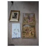 DOG PICTURE, 2 TAPESTRY, 2 HAND TOWEL