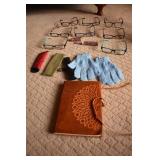 reading glasses, 175 -200 power, gloves, leather