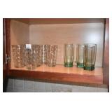 7 POLKA DOT ICE TEA GLASSES AND  5 TALL GREEN WEIG