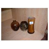 ART GLASS VASE, TEA LIGHT, VANILLA SANDLEWOOD