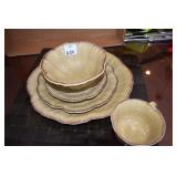 PRIMITIVE ARTISAN  IRON STONE DINNER WARE SERVICE