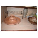WOOD SALAD BOWL, CHIP & DIP, VASE, THRESHOLD PLATE