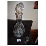 WATERFORD DECANTER, RIBBED DESIGN HANOVER GOLD