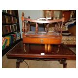 COFFEE TABLE & MAGAZINE RACK, TABLE LEG IS BROKEN