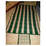 NEEDLE POINT BLANKET GREEN WITH FLOWERS