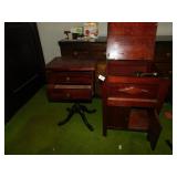 RECORD PLAYER IN CABINET & SMALL STAND WITH 2