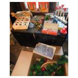 VINTAGE CHRISTMAS ORNAMENTS, GARLAND, TINSEL, ETC