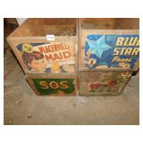 4 WOODEN CRATES, BLUE STAR, PLACERVILLE MAID, SOS