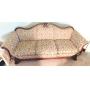 CAMEL BACK SOFA, SCROLL ARMS, WOODEN FRAME, 82" W