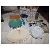 BASKET, ENVELOPES, LIGHT TIMERS, AT&T PHONE, ETC