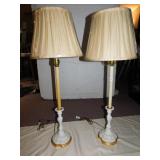 2 LAMPS 38" H, WHITE DECORATIVE BASE, NO FINIALS