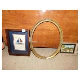 PICTURES SAIL BOAT SCENE 11" X 9 ", 2 TRAINS 6" X