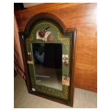 FRAMED MIRROR WITH PIPE TOBACCOS ON THE SIDES,