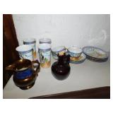 VINTAGE LUSTER WARE, COMPLETE FOR 3, 1 CUP
