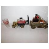 2 BAR SETS, 2 CARS WITH DECANTER & SHOT GLASSES,