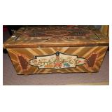 HAND PAINTED CHEST, 15" H X 31.5" W X 17" D