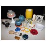 CANDLE HOLDERS, CANDLES, DECORATIVE STONES, WAX