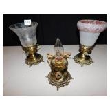 3 VINTAGE LAMPS, ONE WITHOUT A SHADE, ABOUT 8.5"