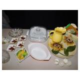 SUNFLOWER PLATTER AND PITCHER, ASSORTED RIBBON,
